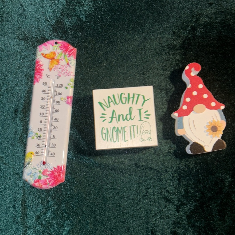 Garden & Gnome Decor Package (3 Items) NWT